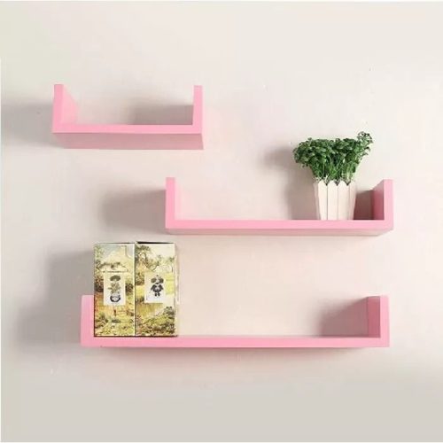 ROSSIE - U-Shaped Floating Shelves Pink  Set of 3