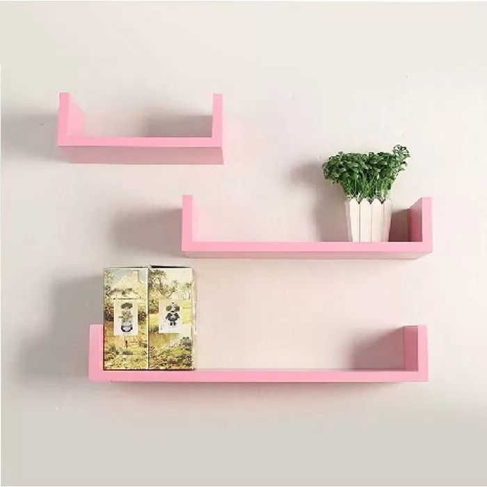 ROSSIE - U-Shaped Floating Shelves Pink  Set of 3