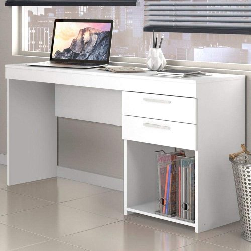 WALIYA - Open Shelf Writing Desk with Storage Drawers