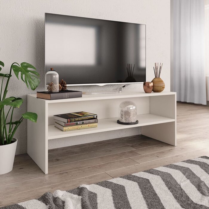 WELLMAN - White Open Shelf TV Console