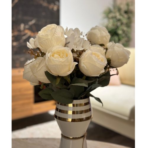 WHITE ROSE - Decorative Artificial Flower Stem