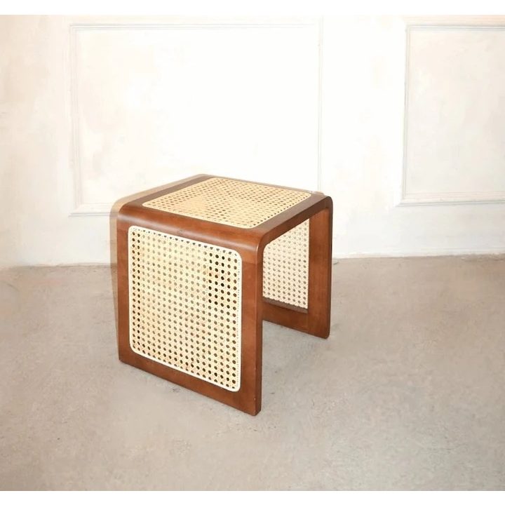 STOLIK - U Shaped Cane Paneled End Table