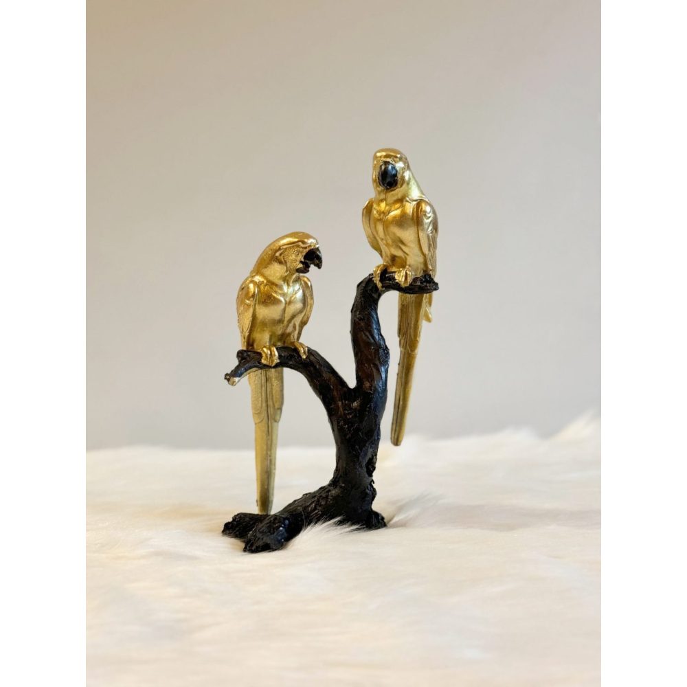 GILDCREST - Decorative Golden Parrots on Black Tree