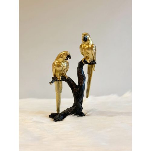 GILDCREST - Decorative Golden Parrots on Black Tree