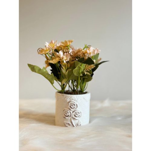 ESSENCE - Decorative White Pot with Flowers