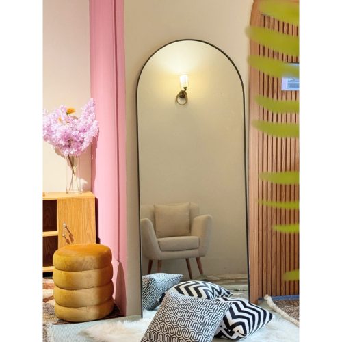 VISTA - Arched Full Length Mirror with Black Wooden Frame