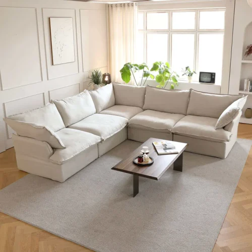 SANCTUARY - Ash White L Shape Sofa