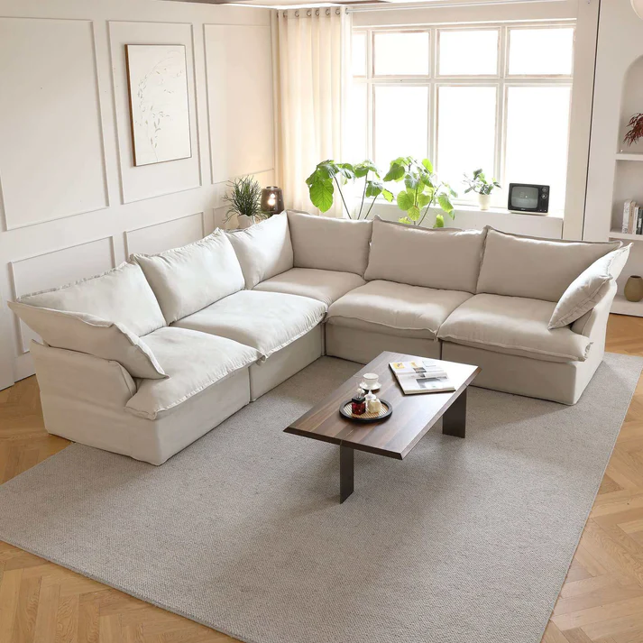 SANCTUARY - Ash White L Shape Sofa