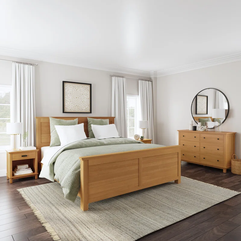 BASTION - Medium Brown Four Piece Modern Bed Set