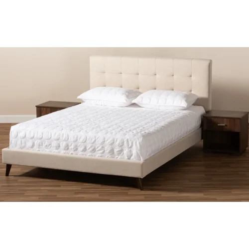 VESPER - Beige and Dark Walnut Brown Three Piece Bed Set