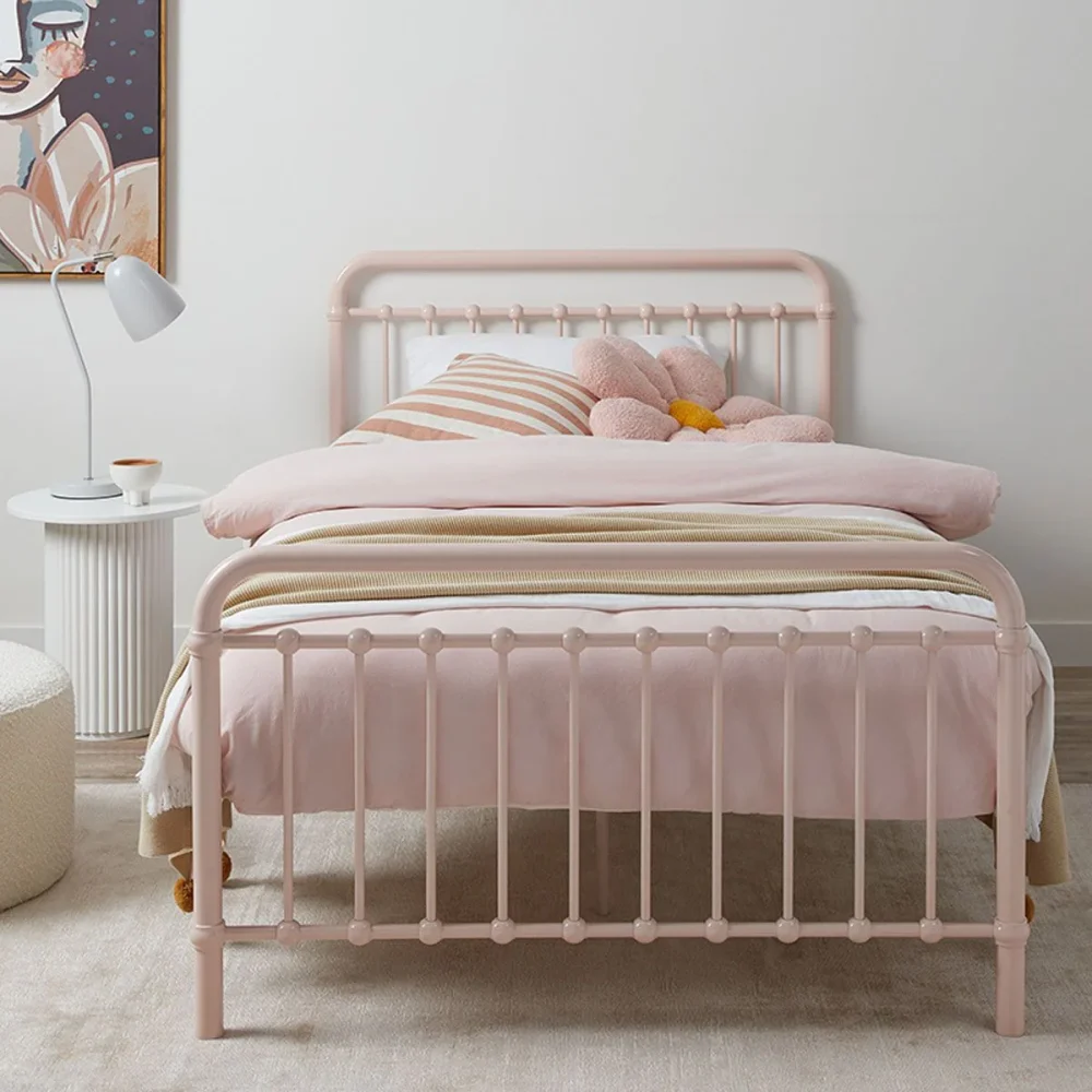 PRIMROSE - Baby Pink Metallic Kids Bed