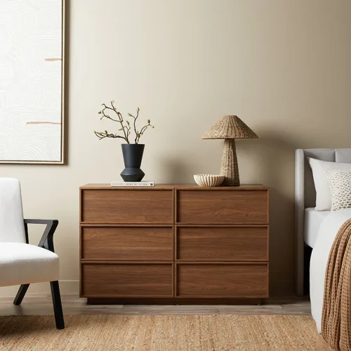 ORBIS - Walnut Brown Six Drawer Chester