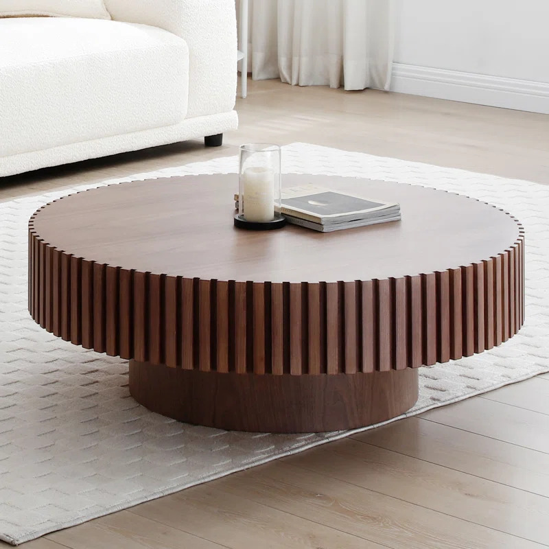 STARTUM - Walnut Brown Round Coffee Table