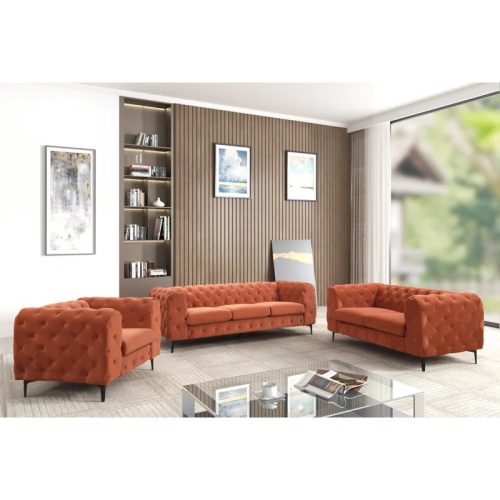 FOCUS - Orange Three piece Modern Sofa Set
