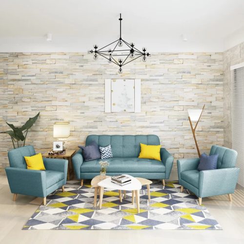NEXUS - Mid Century Style Teal Blue Sofa Set