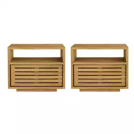 SANOR - Light Brown Slated Drawer Night stand Pair