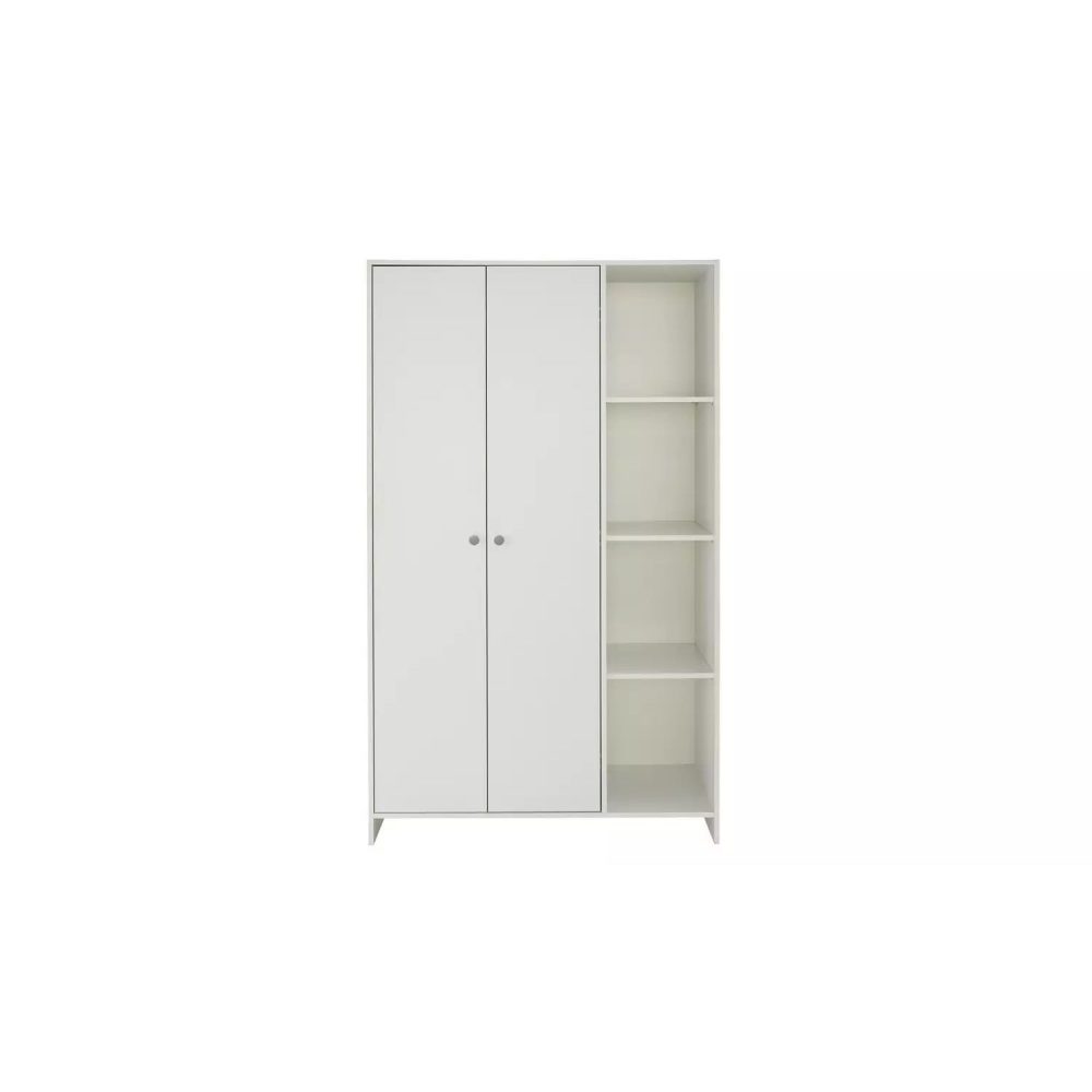 CLINCH - White Two Door Wardrobe with Storage Shelves