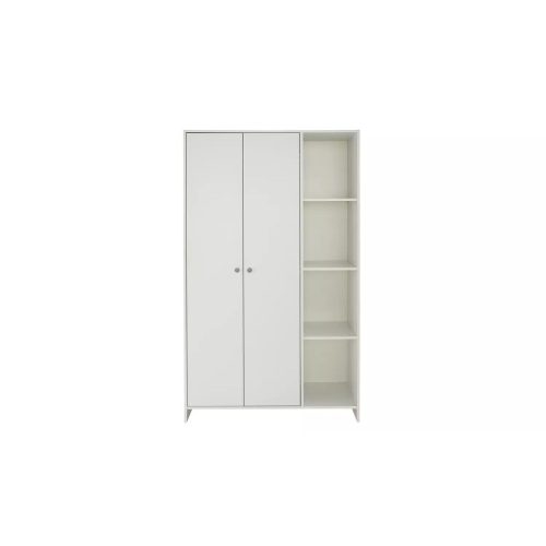 CLINCH - White Two Door Wardrobe with Storage Shelves