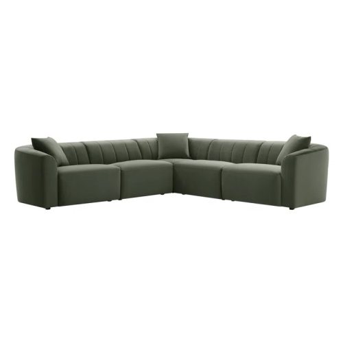 RESTIVO - Olive Green Cozy L Shape Sofa