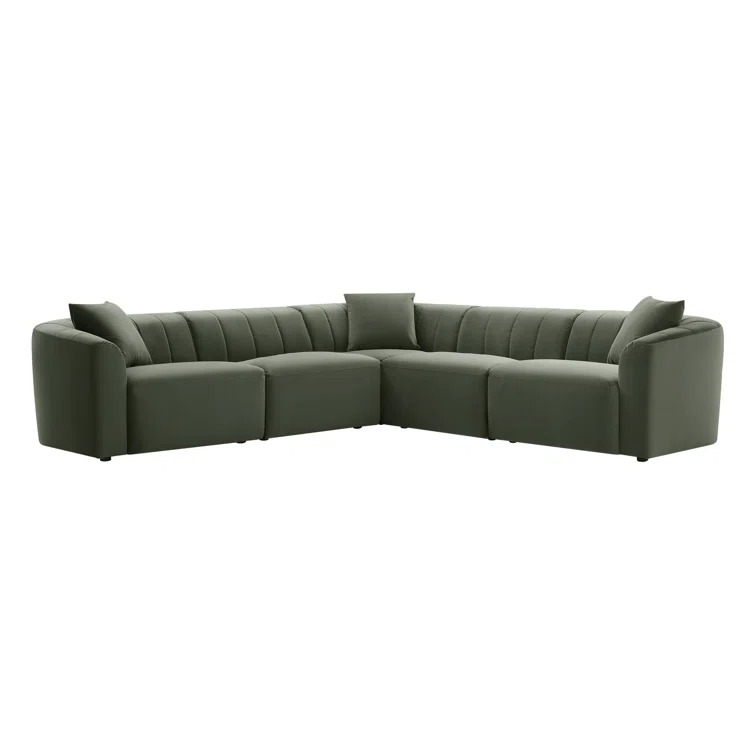 RESTIVO - Olive Green Cozy L Shape Sofa