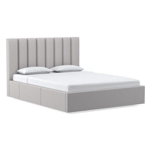 DUSK - Grey Channel Tufted Side Storage King Size Bed