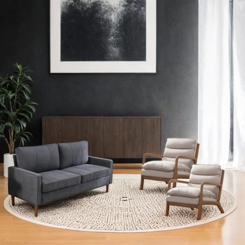 CONTOUR - Modern Three Piece Sofa Set in Grey and Beige