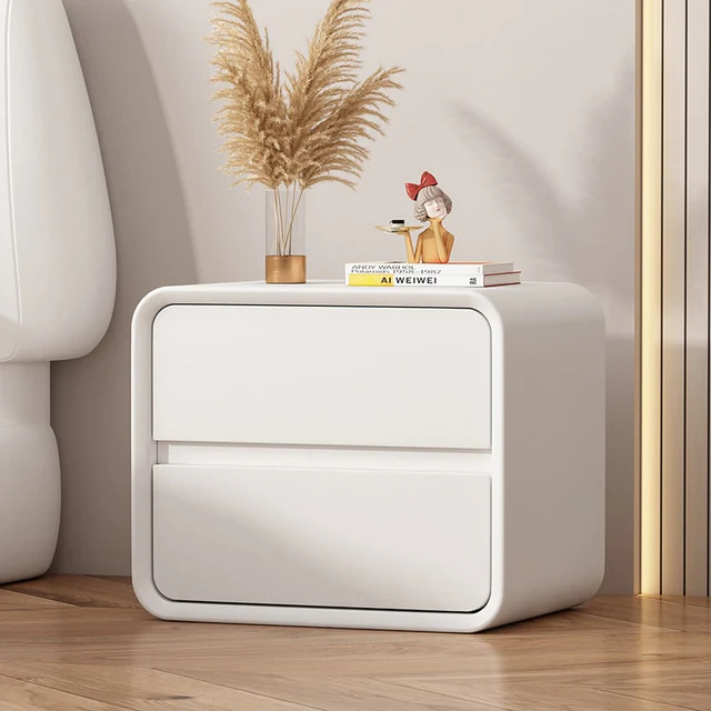 FLECT - Curved Edge Sleek Ivory Nightstand