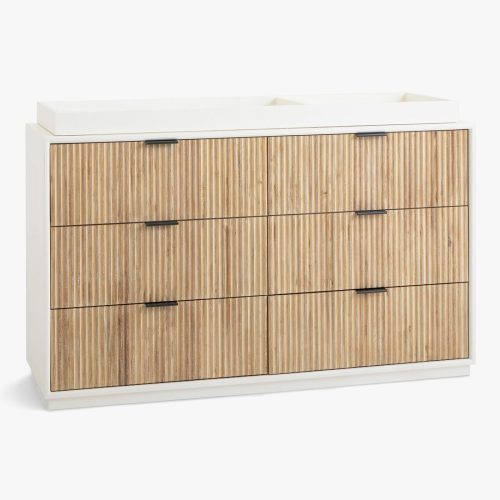 ARVO - Oak Brown & White Mid Century Style Changing Table