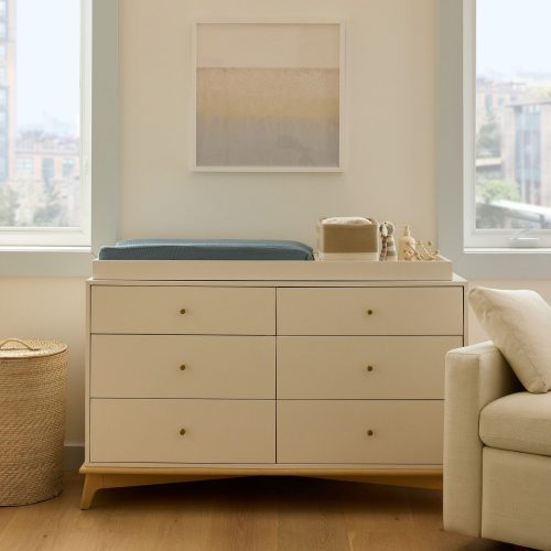 PLUME - Contemporary Design Changing Table in White & Oak Brown