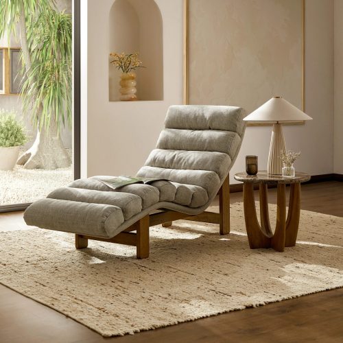 HUSH - Bohemia Style Chaise Lounge Chair In Grey & Brown