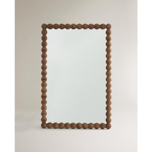 CLARETTE - Contemporary Style Brown Scalloped Wall Mirror