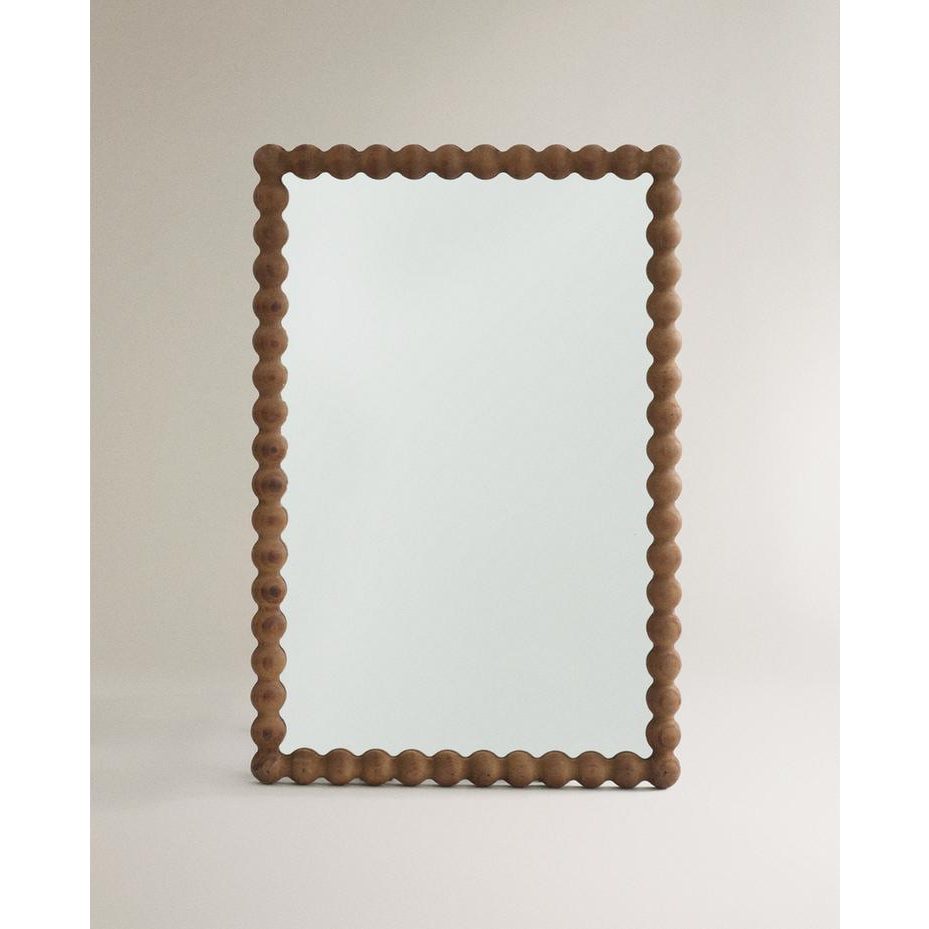 CLARETTE - Contemporary Style Brown Scalloped Wall Mirror