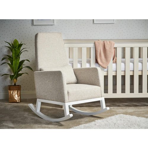 MILO - Contemporary Style High Back White & Beige Rocking Chair