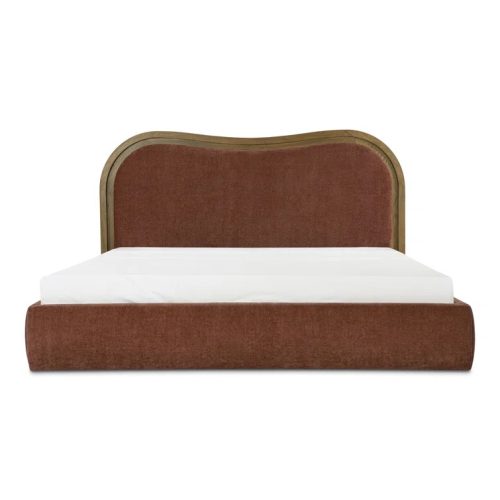 NUVE - Wave Styled Rustic Orange & Brown King Size Bed