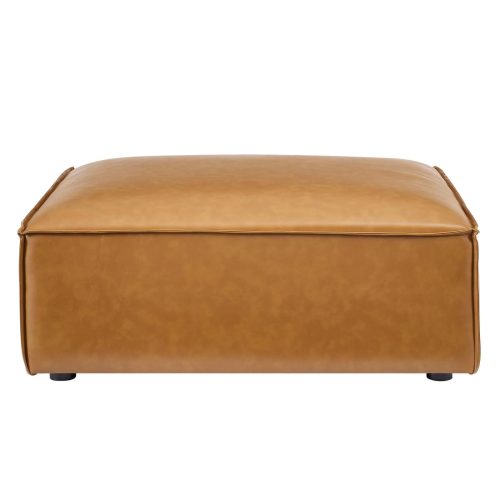 TANNIC - Minimalist Design Square Brown Leatherite  Ottoman Stool