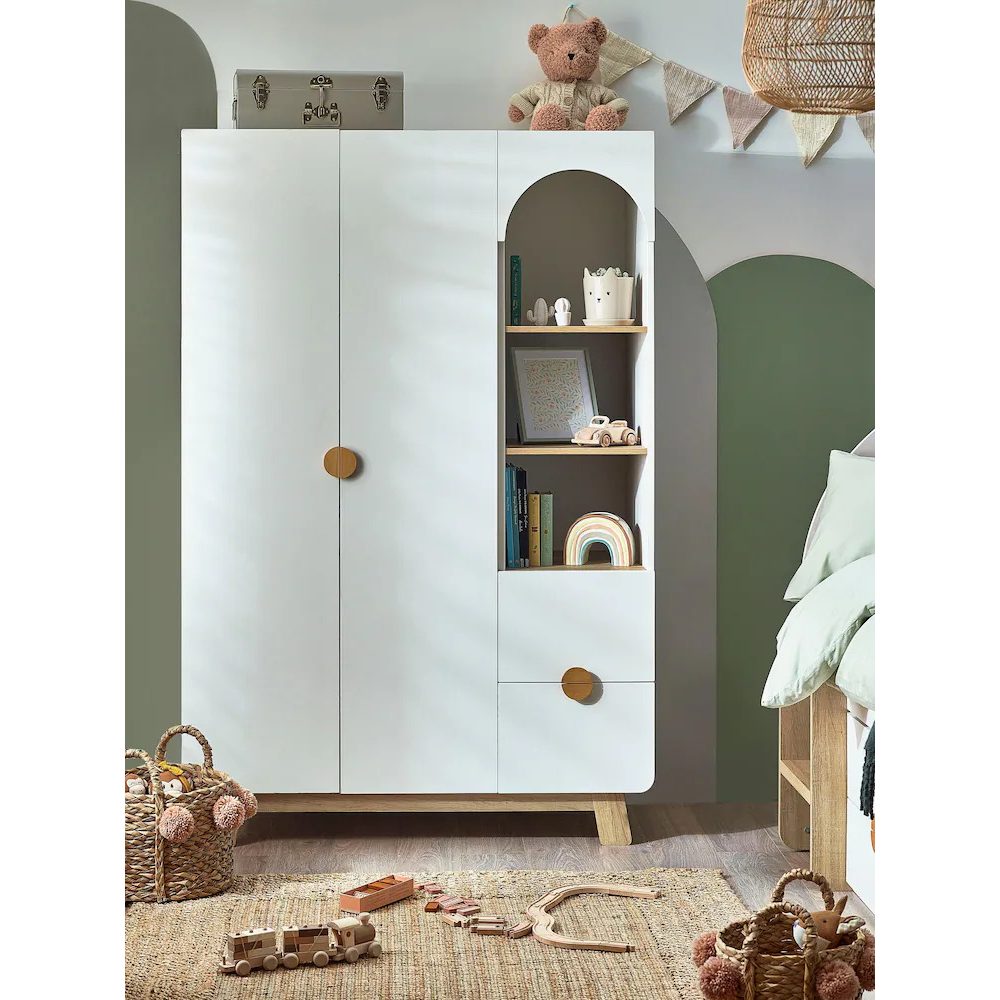 TUMBLE - Scandinavian Design Kids Wardrobe with Bookshelf