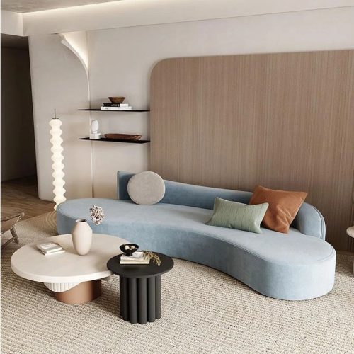CRESCENT - Light Blue Curved Sofa