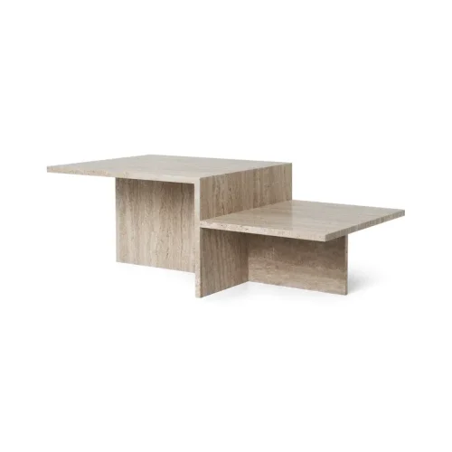 MONDE - Geometric Design Travertine Coffee Table