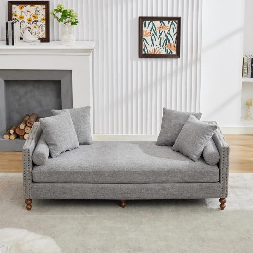 VELIN - Mid Century Style Grey Chaise Lounge