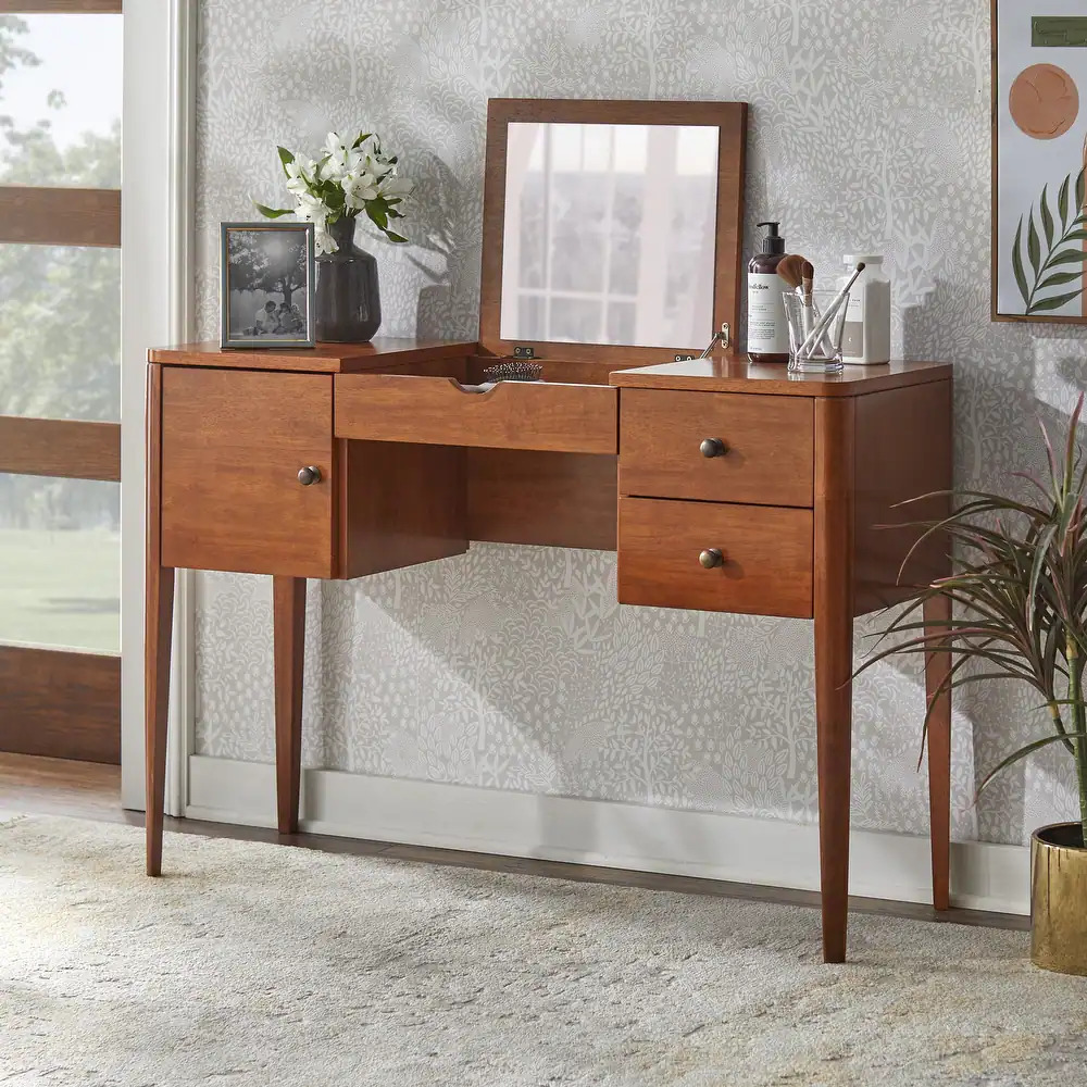 BRISA - Vintage Style Vanity Table with Folding Mirror