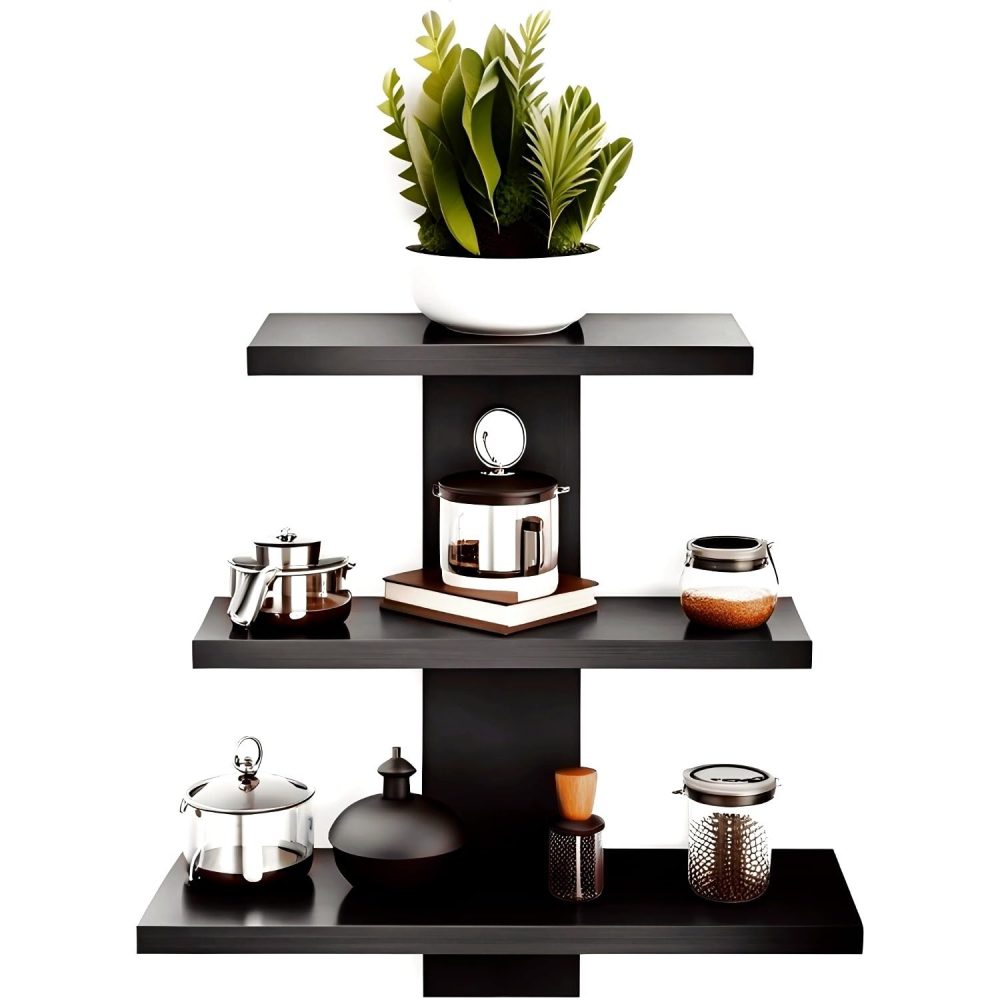 SHELFIE - Three Tired Black Wall Shelf