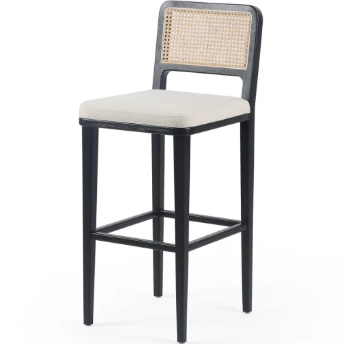 COZAL - Mid Century Style Barstool with Cane Work Back