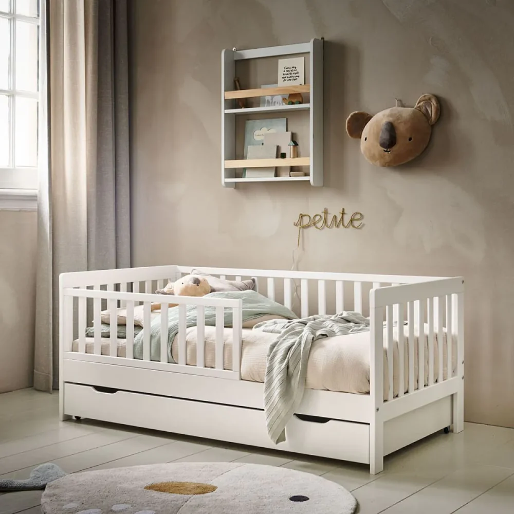 CELLO - Minimalist White Toddler Bed with Storage