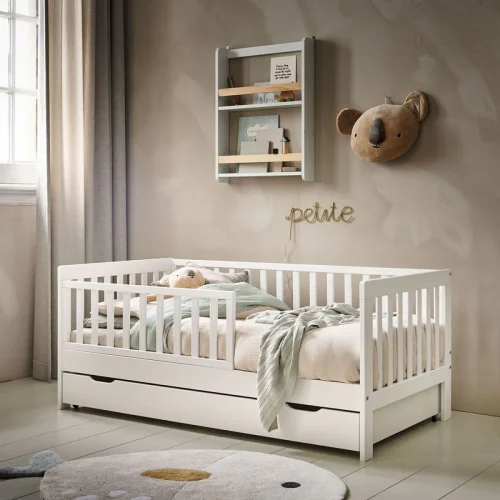 CELLO - Minimalist White Toddler Bed with Storage