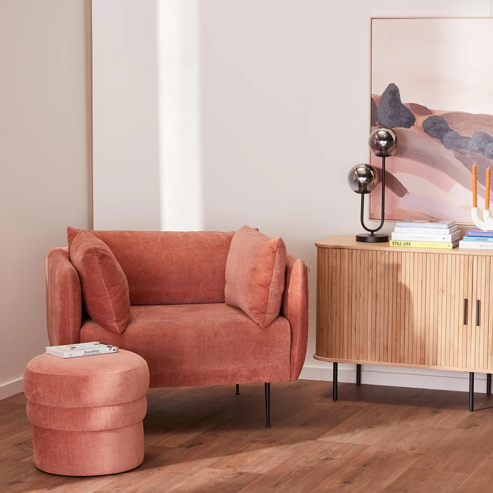 VORRIN - Rustic Orange Low Back Style Sofa Chair