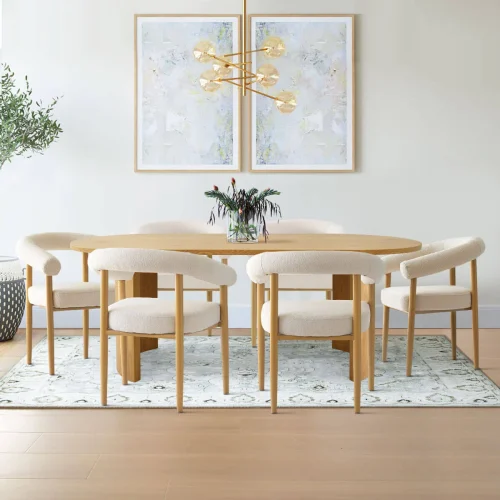 CHORD - Minimalist Design Oak Brown Dining Table Set