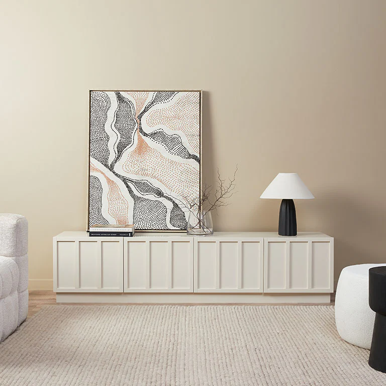 ORREN - Cream White Contemporary Style TV Console