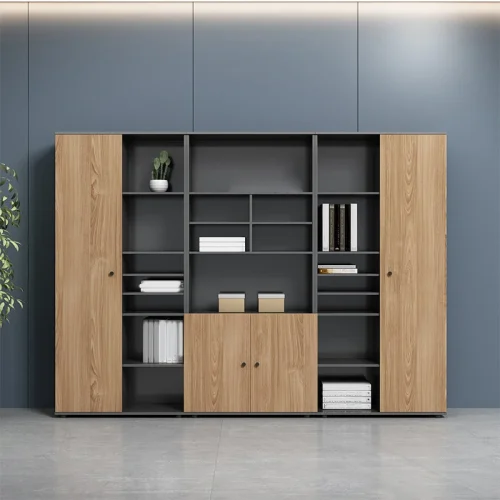 REED - Modular Black & Oak Brown Office Storage Book Rack