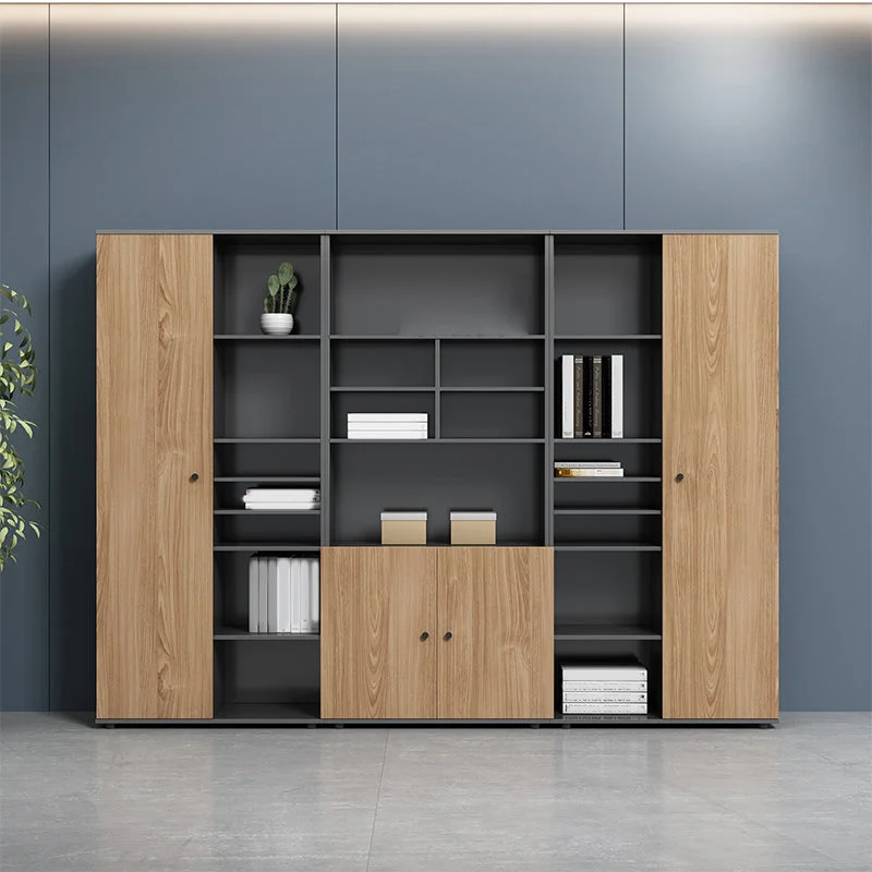 REED - Modular Black & Oak Brown Office Storage Book Rack