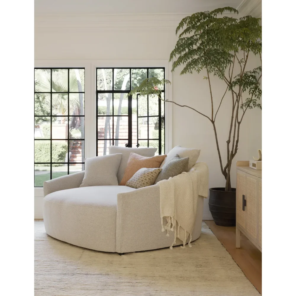 SELENE - Light Grey Round Cuddle Chair